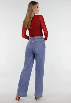 Bordeauxrode Mesh Top met Studs