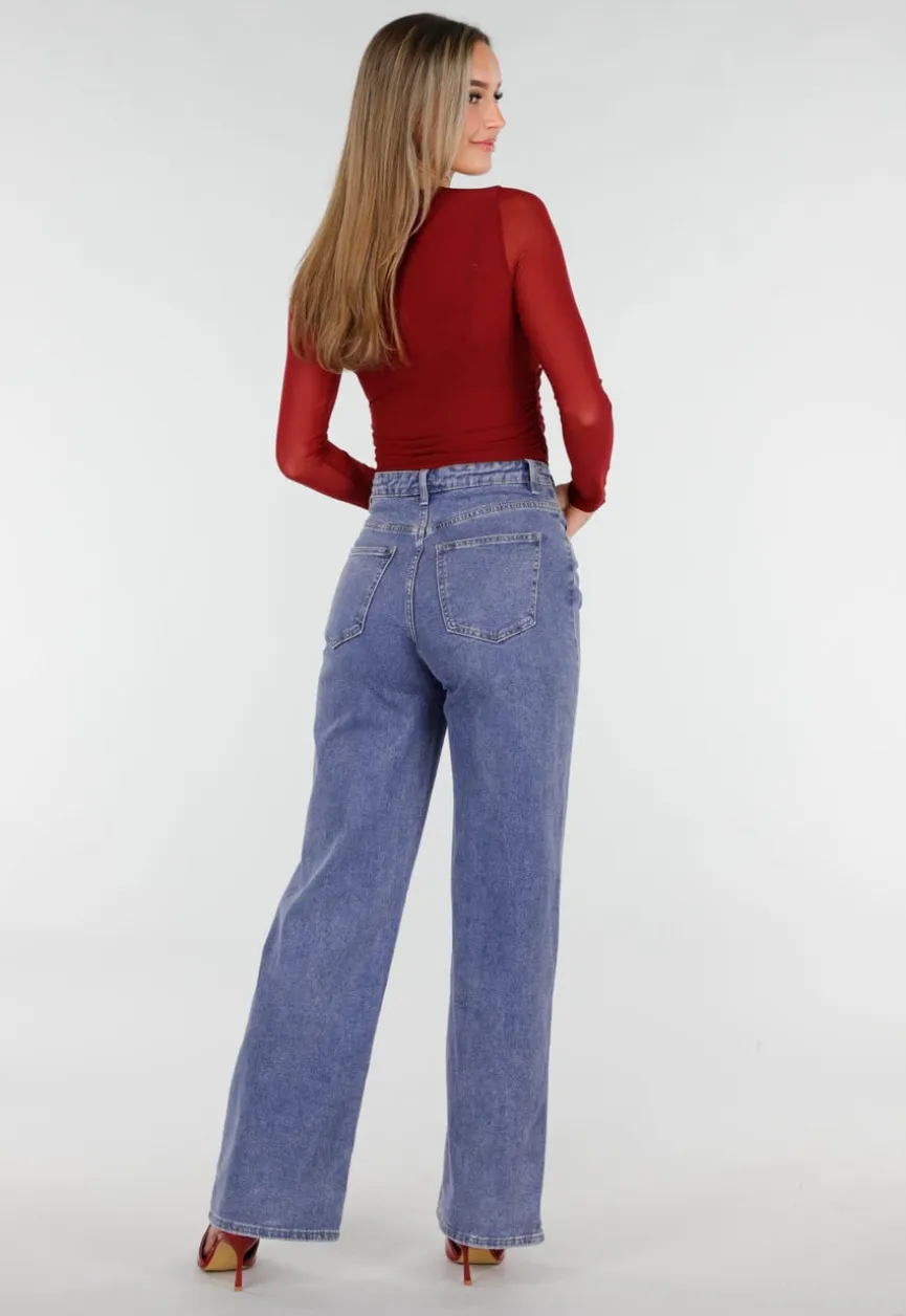 Bordeauxrode Mesh Top met Studs