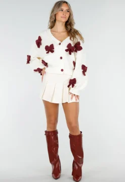 Bordeaux Rode Overlap Laarzen met Puntneus in Leatherlook