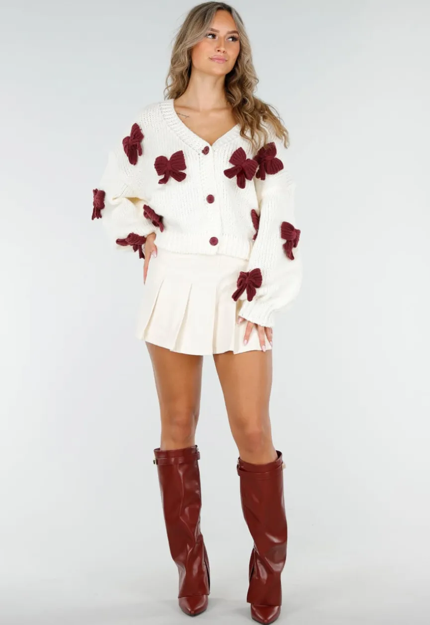 Bordeaux Rode Overlap Laarzen met Puntneus in Leatherlook