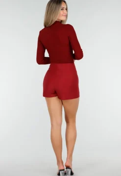 Bordeauxrode Skort met Stretch en Split