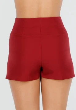Bordeauxrode Skort met Stretch en Split