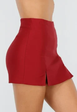 Bordeauxrode Skort met Stretch en Split