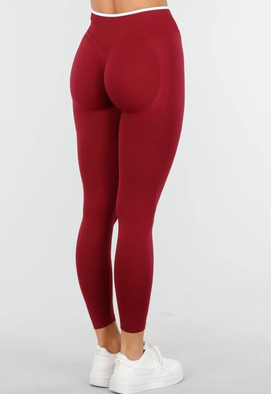 Bordeaux Sportlegging met Hoge Taille en Stretch