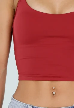 Bordeaux Sporttop met Pads en Spaghettibandjes