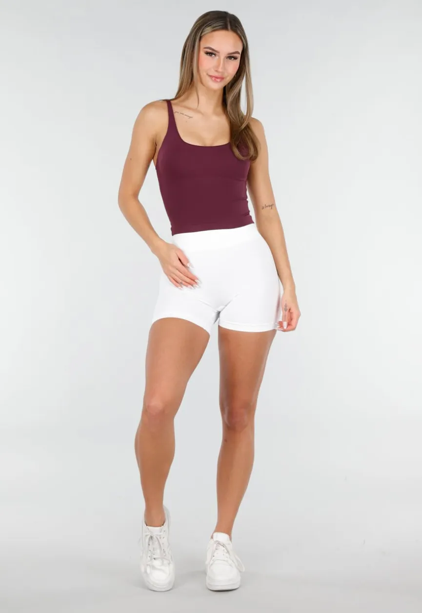 Bordeaux Sport Top met Spaghettibandjes en Pads