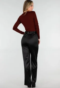 Bordeaux Wrap Bodysuit met Lange Mouw