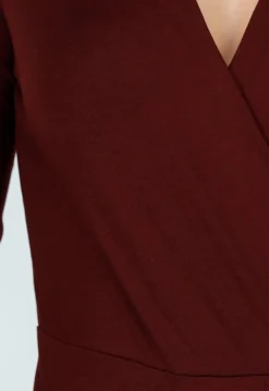 Bordeaux Wrap Bodysuit met Lange Mouw