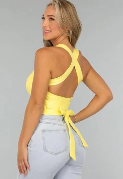 Botergele Sporttop met Uitneembare Pads en Strikdetail