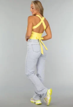 Botergele Sporttop met Uitneembare Pads en Strikdetail