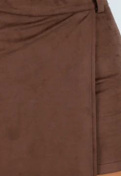 Bruine Asymmetrische Skort met Riemlusjes