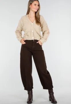 Bruine Balloon Jeans met Hoge Taille