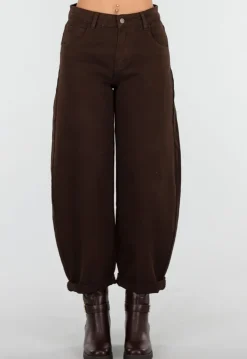 Bruine Balloon Jeans met Hoge Taille