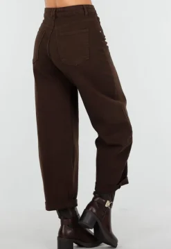 Bruine Balloon Jeans met Hoge Taille