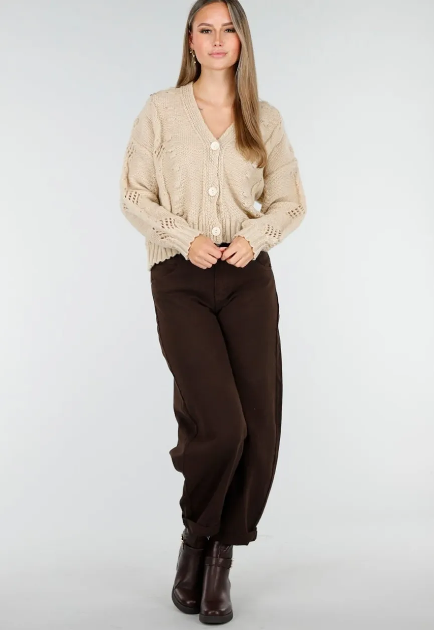 Bruine Balloon Jeans met Hoge Taille
