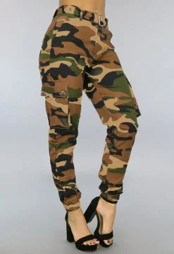 Bruine Cargo Broek met Camouflage Print