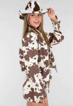 Bruine Cowboyhoed met Koeienprint
