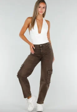 Bruine Denim Cargo Barrel Jeans met Zijzakken