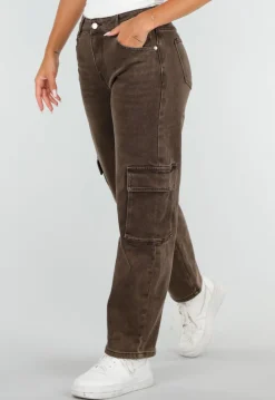 Bruine Denim Cargo Barrel Jeans met Zijzakken
