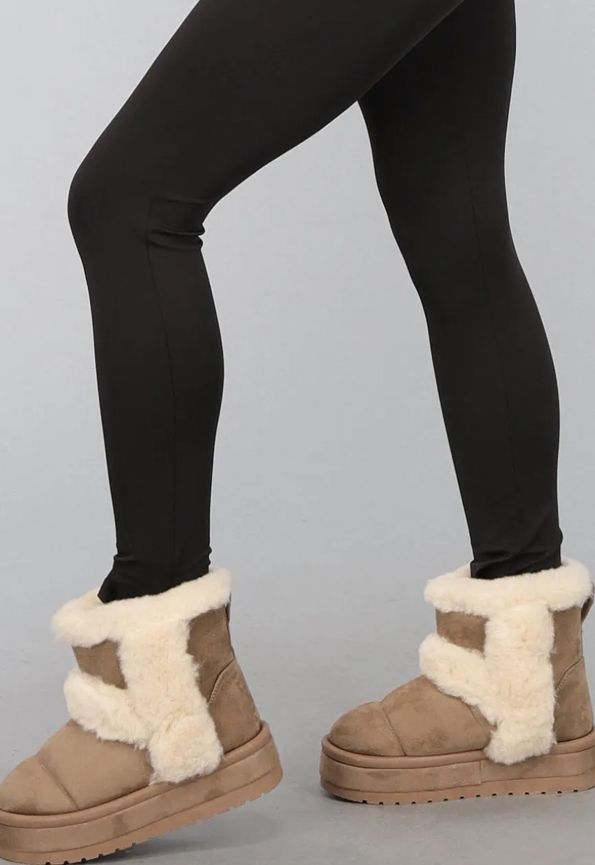 Bruine Faux Fur Boots met Plateau