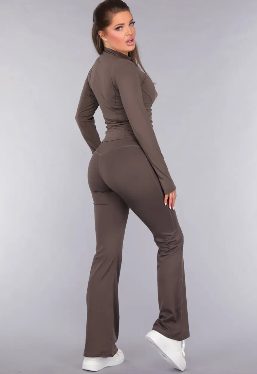 Bruine Fitness Set met High Waist Legging