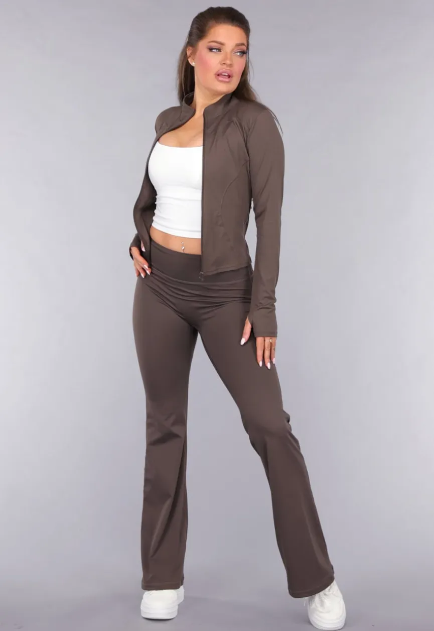 Bruine Fitness Set met High Waist Legging