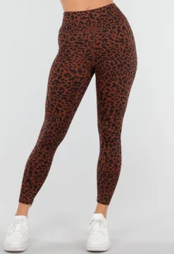 Bruine High Waist Sportlegging met Panterprint