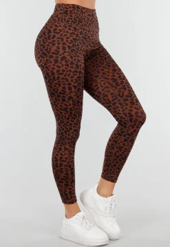 Bruine High Waist Sportlegging met Panterprint