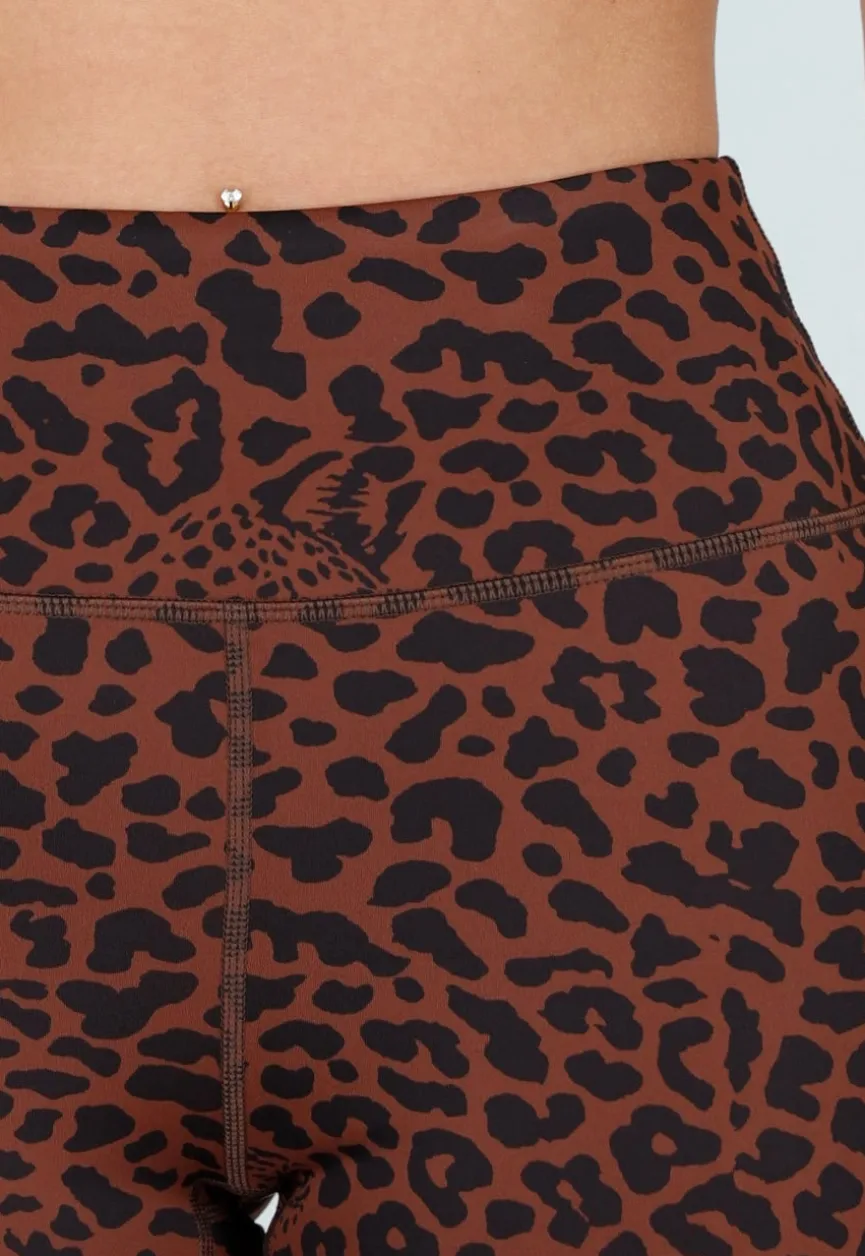 Bruine High Waist Sportlegging met Panterprint