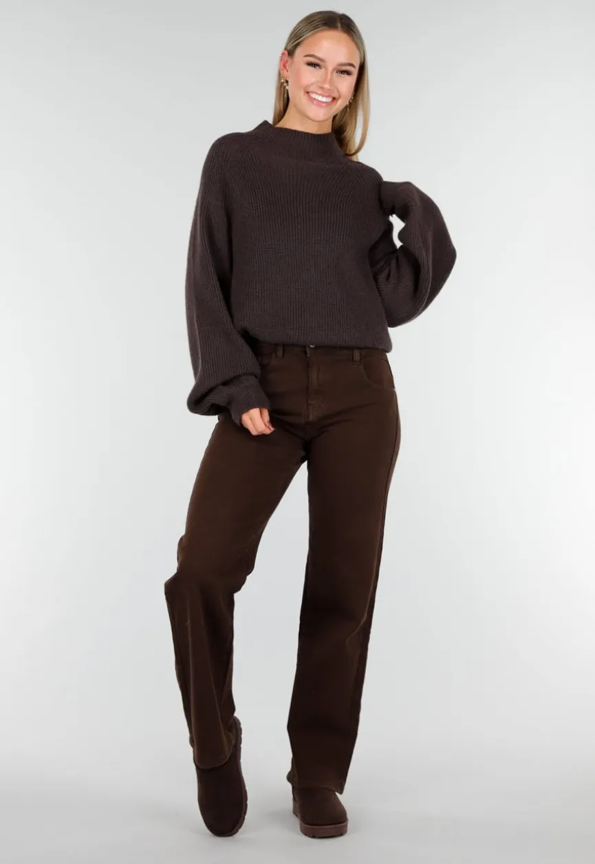 Bruine Instappers met Suede Look en Stevige Zool