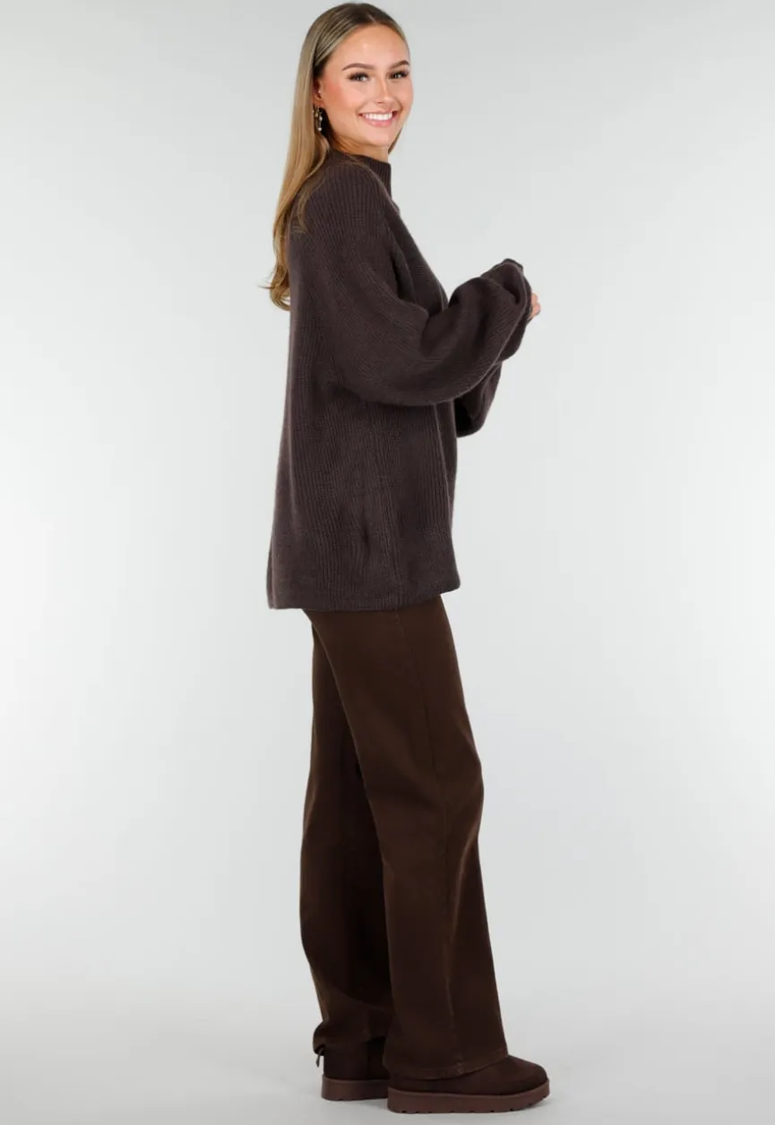 Bruine Instappers met Suede Look en Stevige Zool