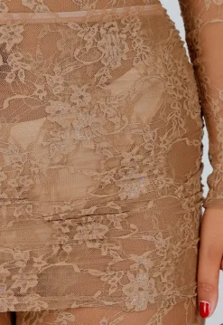 Bruine Kanten See Through Jumpsuit