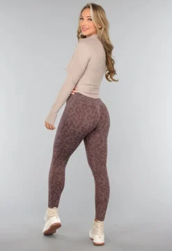 Bruine Leopard Sportlegging met Scrunch