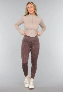 Bruine Leopard Sportlegging met Scrunch