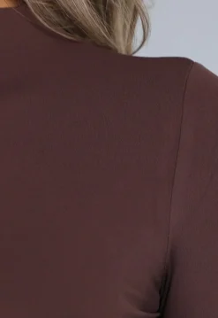 Bruine Longsleeve Top met Kleine Col