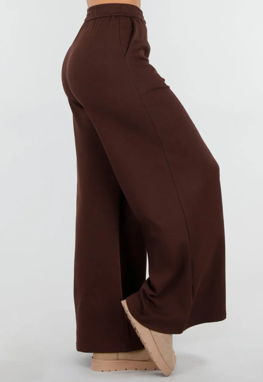 Bruine Lounge Broek met Wijde Pijpen