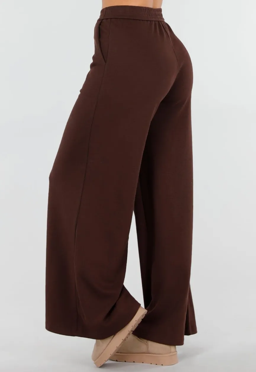 Bruine Lounge Broek met Wijde Pijpen