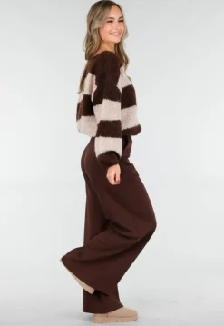 Bruine Lounge Broek met Wijde Pijpen