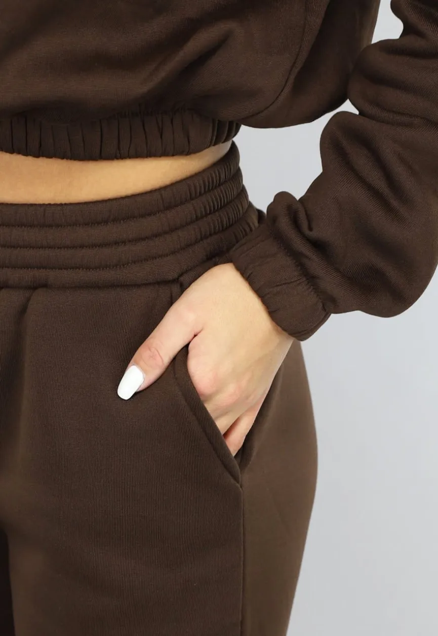 Bruine Lounge Set met Cropped Trui