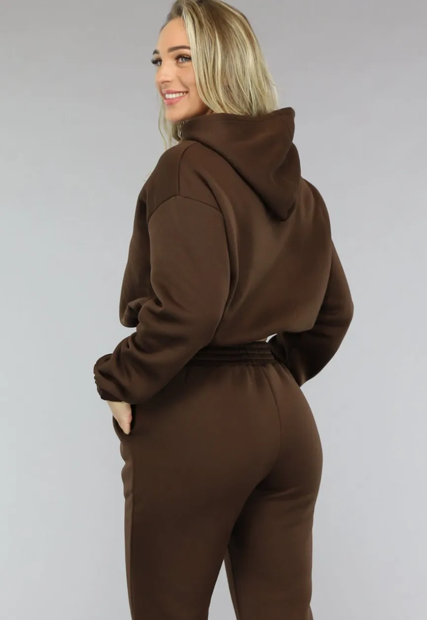 Bruine Lounge Set met Cropped Trui