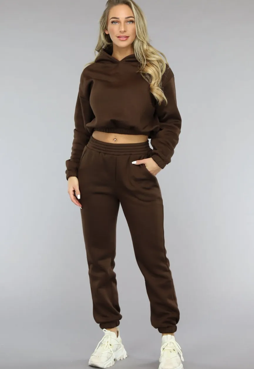 Bruine Lounge Set met Cropped Trui