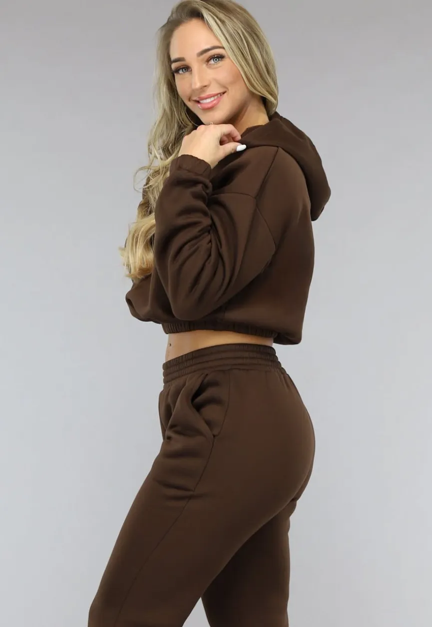 Bruine Lounge Set met Cropped Trui