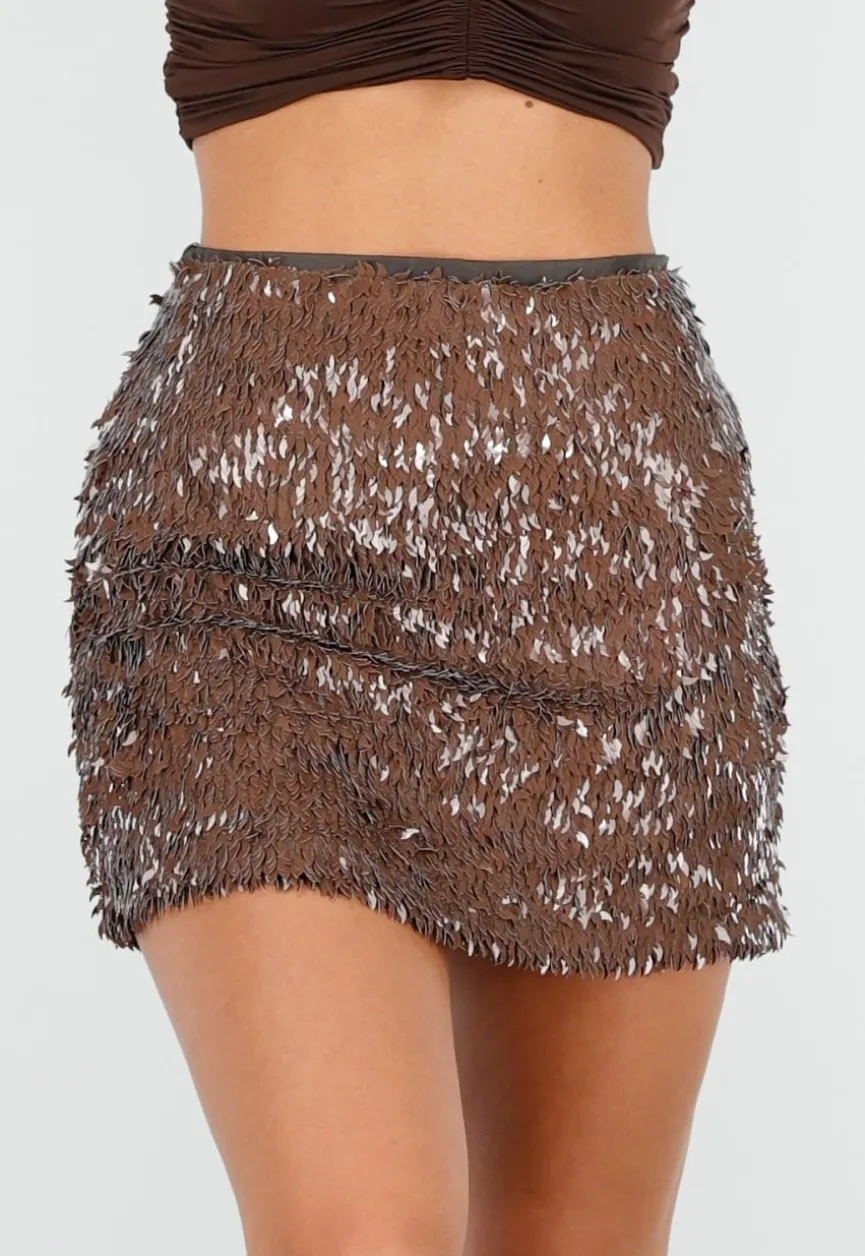 Bruine Minirok met Pailletten