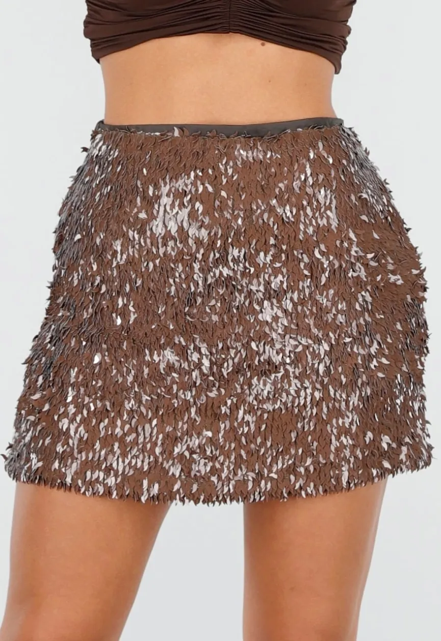 Bruine Minirok met Pailletten