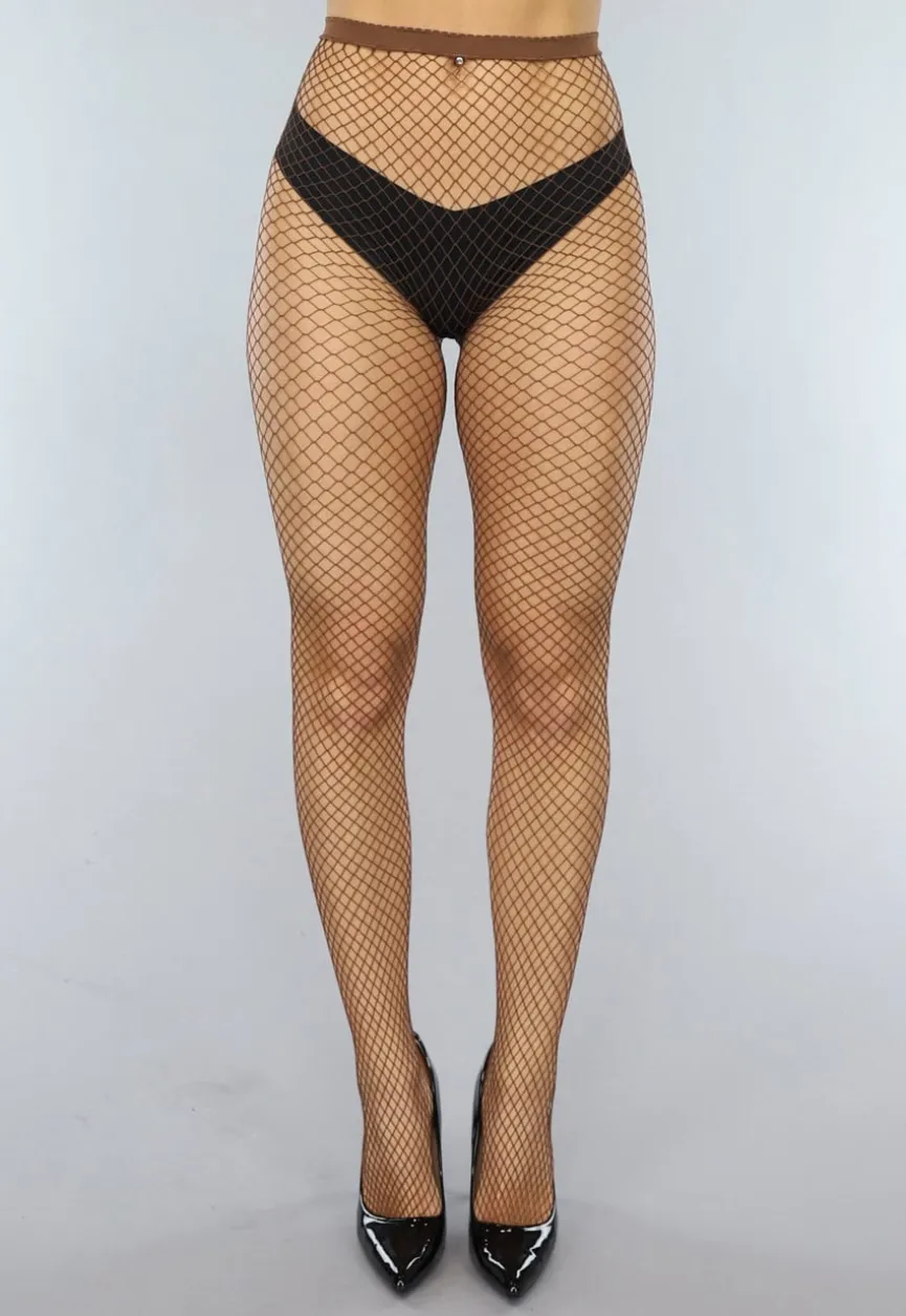 Bruine Net Panty met Medium Patroon