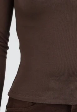 Bruine One Shoulder Top met Lange Mouwen