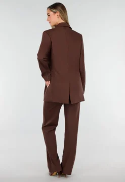 Bruine Oversized Stretch Blazer met Schoudervullingen