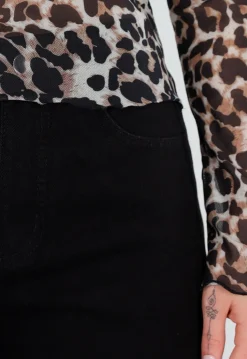 Bruine Panterprint Mesh Top met Lange Mouwen