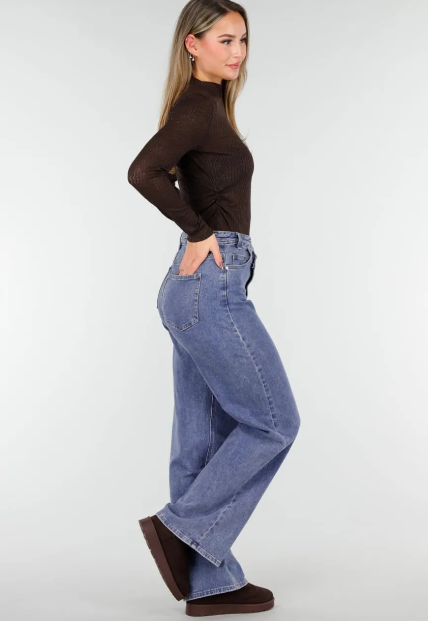 Bruine Semi Transparante Mesh Top met Lange Mouwen