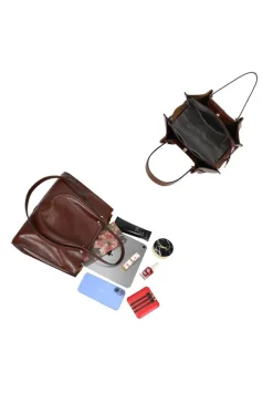 Bruine Shopper Tas met Lange Schouderhengsels en Plooien